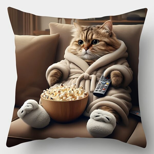 Kussenhoes poes met popcorn